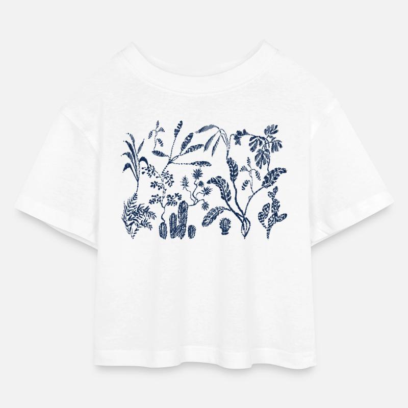 Dschungel - Kinder Cropped Jersey T-Shirt - Weiß