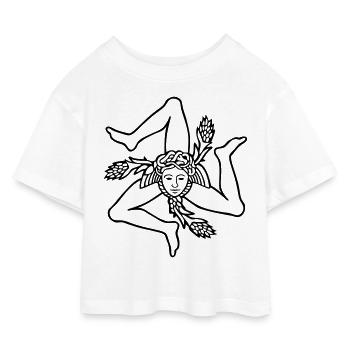 Sizilien Trinacria sizilianische Flagge Sicilia - Kinder Cropped Jersey T-Shirt - Weiß - Vorne