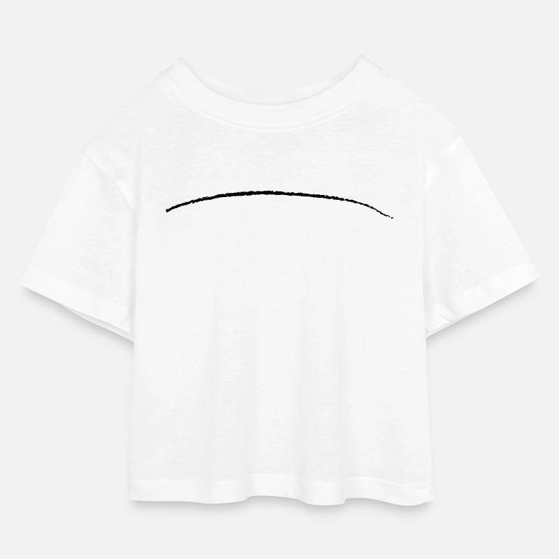 curved stroke brushstroke underscore line - Kids’ Cropped Jersey T-Shirt - white