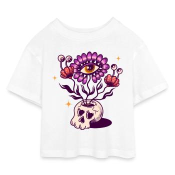 Skull vase - Kids’ Cropped Jersey T-Shirt - white - Front