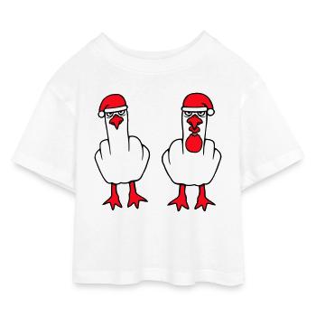 2 Seagulls Finger Insult Équipe de Noël - T-shirt Crop Top en jersey Enfant - blanc - Devant