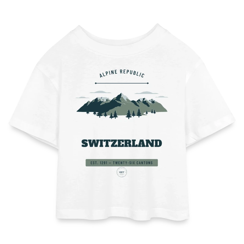 Switzerland-mærke på en kids’ cropped jersey t-shirt