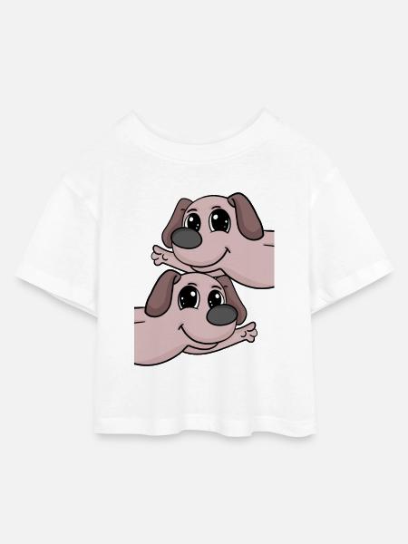 Hund hunde - Kinder Cropped Jersey T-Shirt - Weiß