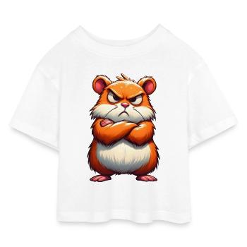 Mürrischer Hamster verärgert - Kinder Cropped Jersey T-Shirt - Weiß - Vorne