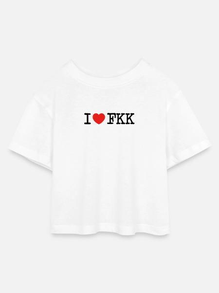 I love FKK - Kinder Cropped Jersey T-Shirt - Weiß