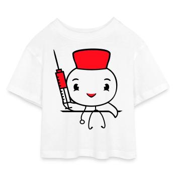 Ente Krankenschwester Arzt Spritze Krankenhaus süß - Kinder Cropped Jersey T-Shirt - Weiß - Vorne