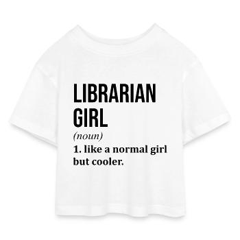 Librarian - Kids’ Cropped Jersey T-Shirt - white - Front