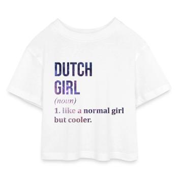 Holländisch - Kinder Cropped Jersey T-Shirt - Weiß - Vorne