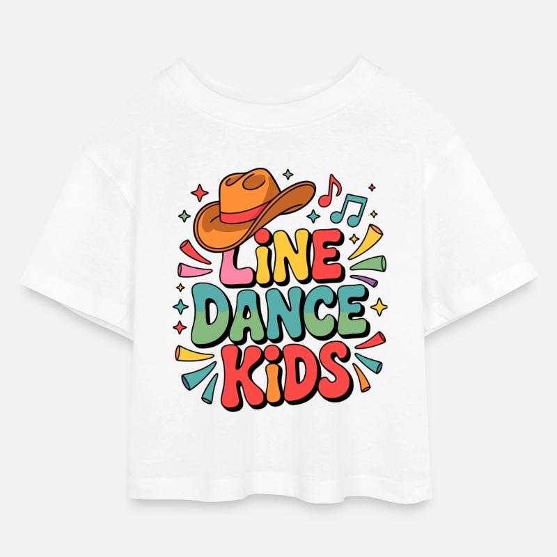Line Dance Kids Linedance Kinder - Kinder Cropped Jersey T-Shirt - Weiß