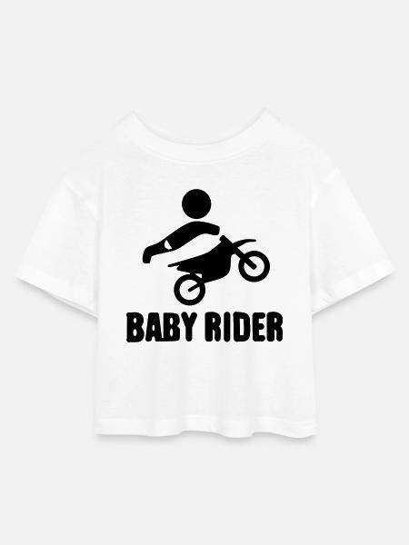 Baby Rider - Kinder Cropped Jersey T-Shirt - Weiß