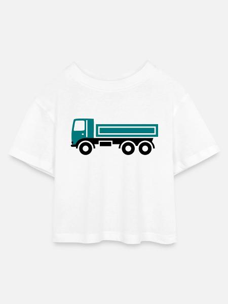 LKW, Kipper - Kinder Cropped Jersey T-Shirt - Weiß