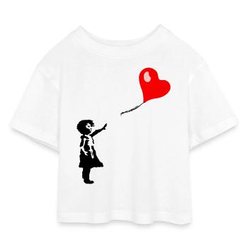 Ballon Mädchen Herz - Kinder Cropped Jersey T-Shirt - Weiß - Vorne