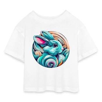 Lapin - T-shirt Crop Top en jersey Enfant - blanc - Devant