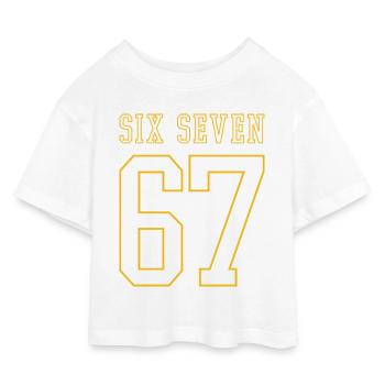 67 Six Seven - viral Meme - College - Kinder Cropped Jersey T-Shirt - Weiß - Vorne