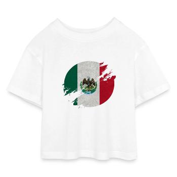 Mexique cercle / cadeau de drapeau - T-shirt Crop Top en jersey Enfant - blanc - Devant
