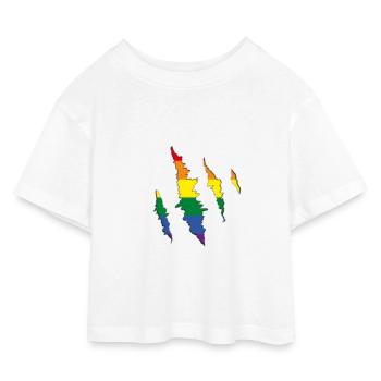 Griffe arc-en-ciel Scratch Trace - T-shirt Crop Top en jersey Enfant - blanc - Devant