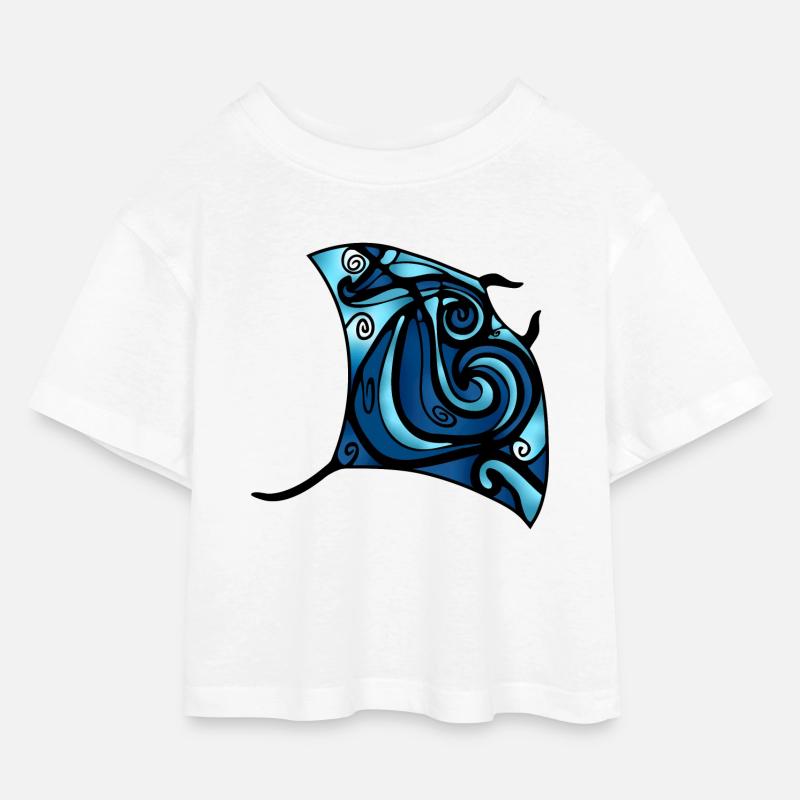 Bunter Rochen - Kinder Cropped Jersey T-Shirt - Weiß