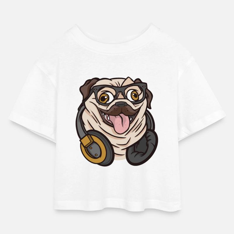Hipster Mops - Kinder Cropped Jersey T-Shirt - Weiß