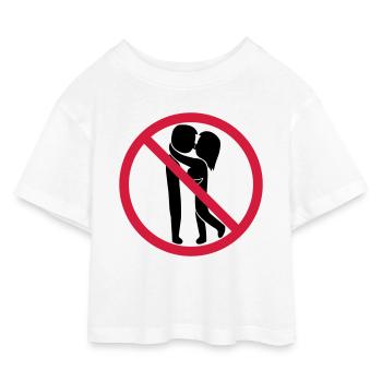Kissing forbidden sign - Kids’ Cropped Jersey T-Shirt - white - Front