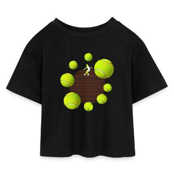 Tennisball - Kinder Cropped Jersey T-Shirt - Schwarz - Vorne