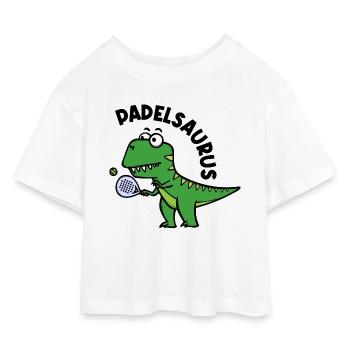 Dinosaurier Padel Spieler Schläger Ball Spruch - Kinder Cropped Jersey T-Shirt - Weiß - Vorne
