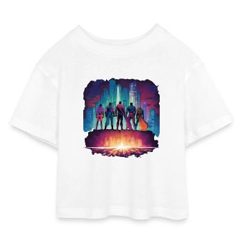 Superheroes - Kids’ Cropped Jersey T-Shirt - white - Front