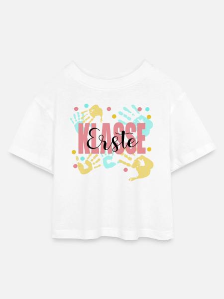First Class Hands - Kids’ Cropped Jersey T-Shirt - white