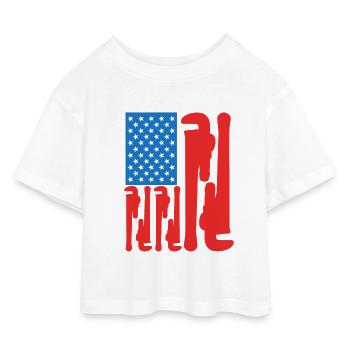 4. Juli USA Klempner - Kinder Cropped Jersey T-Shirt - Weiß - Vorne