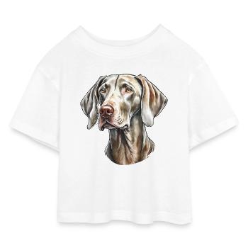 Portrait de braque de Weimar - T-shirt Crop Top en jersey Enfant - blanc - Devant