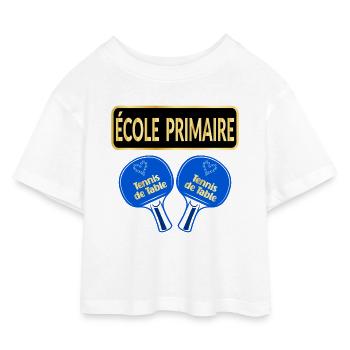 École Primaire - Tennis de Table - T-shirt Crop Top en jersey Enfant - blanc - Devant