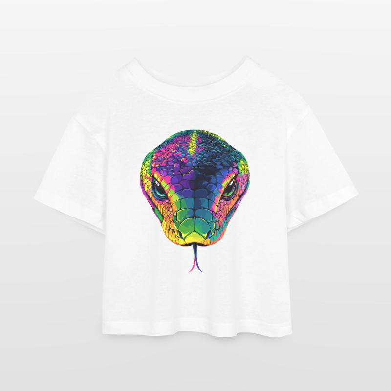 Schlange Python Kobra Mamba Klapperschlange Snake Kinder Cropped Jersey T-Shirt