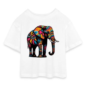 Elephant - Kids’ Cropped Jersey T-Shirt - white - Front