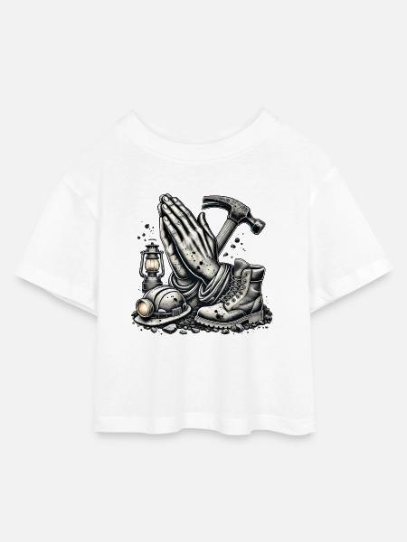 Bergbau – Tradition & Härte - Kinder Cropped Jersey T-Shirt - Weiß