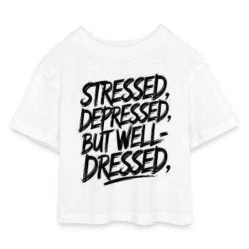 Stressé, déprimé, mais bien habillé Esthétique - T-shirt Crop Top en jersey Enfant - blanc - Devant