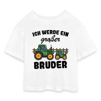 Nachwuchs Verkünden | Ich Werde Großer Bruder 2027 - Kinder Cropped Jersey T-Shirt - Weiß - Vorne