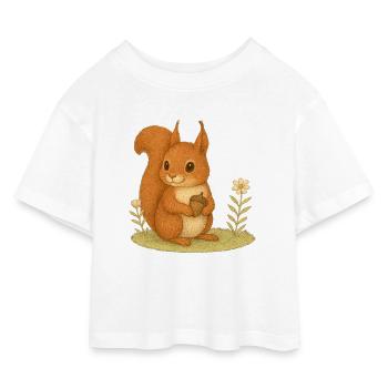 Nordischer Wald - Eichhörnchen - Kinder Cropped Jersey T-Shirt - Weiß - Vorne