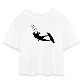 Kiter. Kitesurfing - Kinder Cropped Jersey T-Shirt - Weiß - Vorne