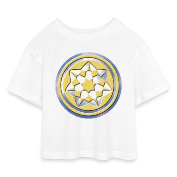Geometrisches Kornkreis Muster - Kinder Cropped Jersey T-Shirt - Weiß - Vorne