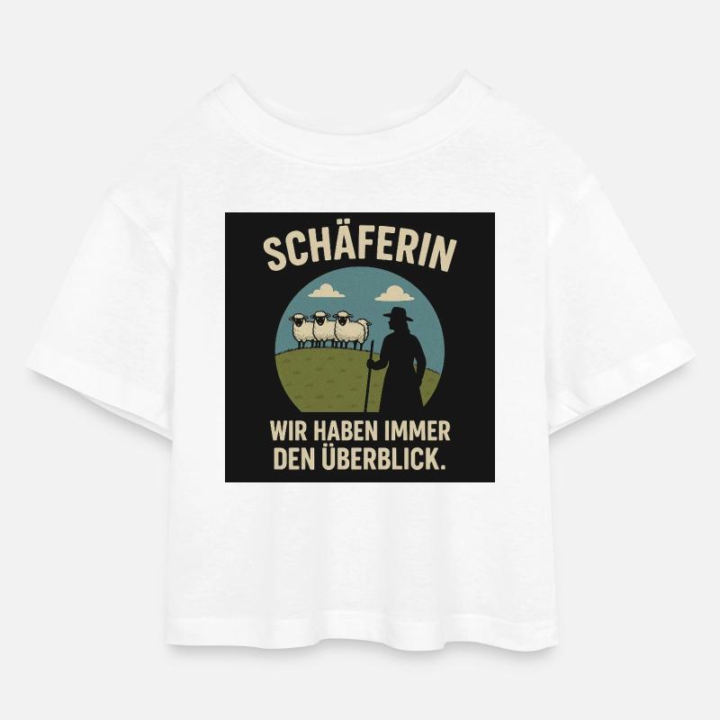 Schäferin Überblick - Kinder Cropped Jersey T-Shirt - Weiß