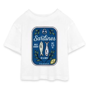 Sardines - T-shirt Crop Top en jersey Enfant - blanc - Devant