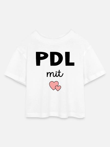 PDL Pflegedienstleitung mit Herz - Kinder Cropped Jersey T-Shirt - Weiß
