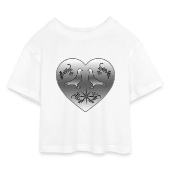 Tauben - Kinder Cropped Jersey T-Shirt - Weiß - Vorne