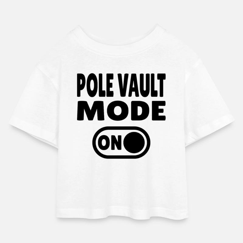 Pole Vault Mode ON – Stabhochsprung - Kinder Cropped Jersey T-Shirt - Weiß