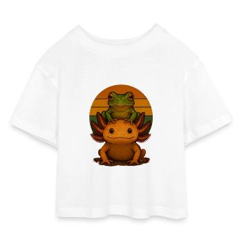 Axolotl Frosch - Kinder Cropped Jersey T-Shirt - Weiß - Vorne