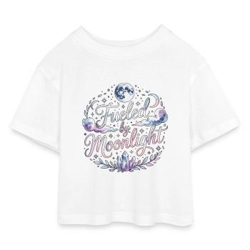 Witchcraft Fueled By Moonlight Loves Rune Symbols - Kids’ Cropped Jersey T-Shirt - white - Front