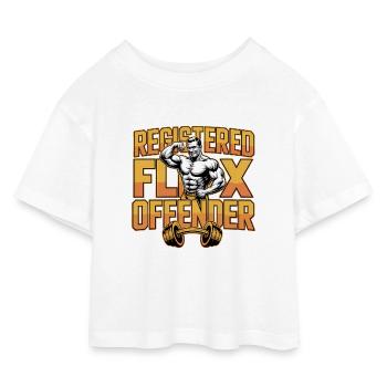 Registrierter Flex-Straftäter – Lustiges Fitness-T-Shirt - Kinder Cropped Jersey T-Shirt - Weiß - Vorne
