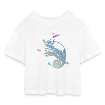 Spiral Chameleon in Neon Gradient - Kids’ Cropped Jersey T-Shirt - white - Front