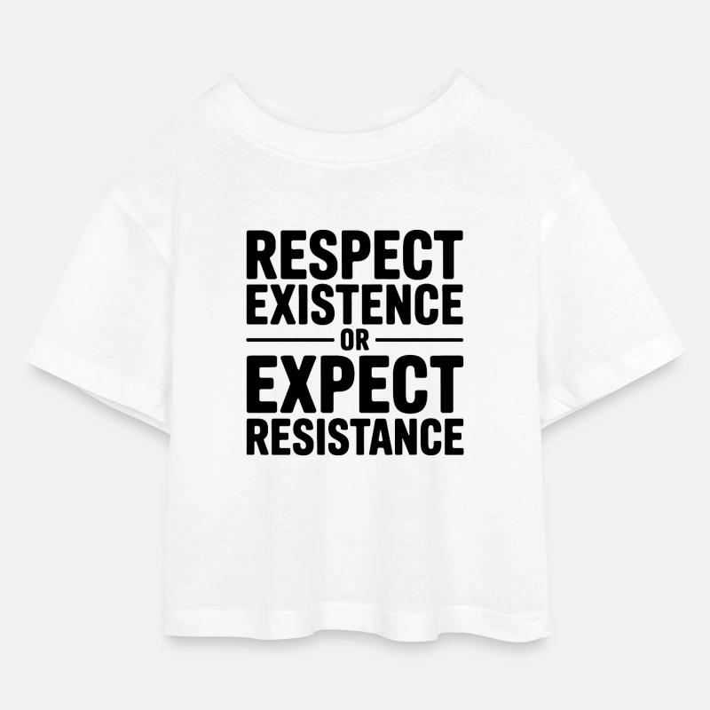 Respektiere die Existenz oder erwarte Widerstand – Antifa - Kinder Cropped Jersey T-Shirt - Weiß