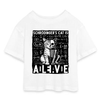 Schrödingers Cat Is Alive Dead - Kinder Cropped Jersey T-Shirt - Weiß - Vorne