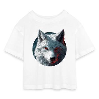 Wolf-Design - Kinder Cropped Jersey T-Shirt - Weiß - Vorne